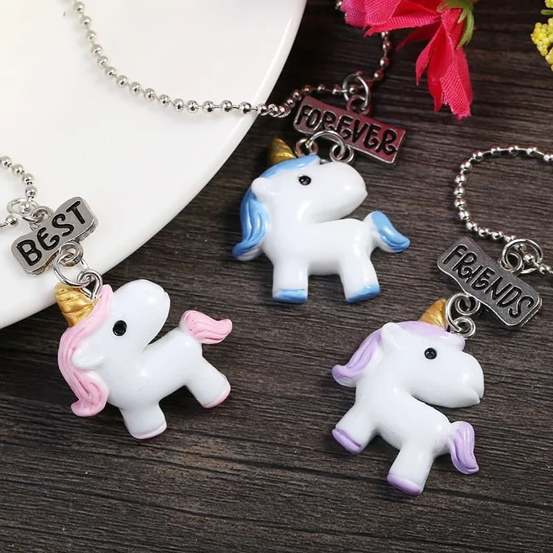 Collar triple unicornios para mejores amigos bff best friends San Valentín