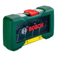 Set 6 Fresas Vástago para Madera Bosch 1/4"" HM