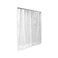 Cortina de Baño con Aros Naranja 180x180cm Poly Tramada Blanca