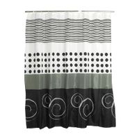 Cortina de Baño con Aros Naranja 180x180cm Poly Arroba Gris
