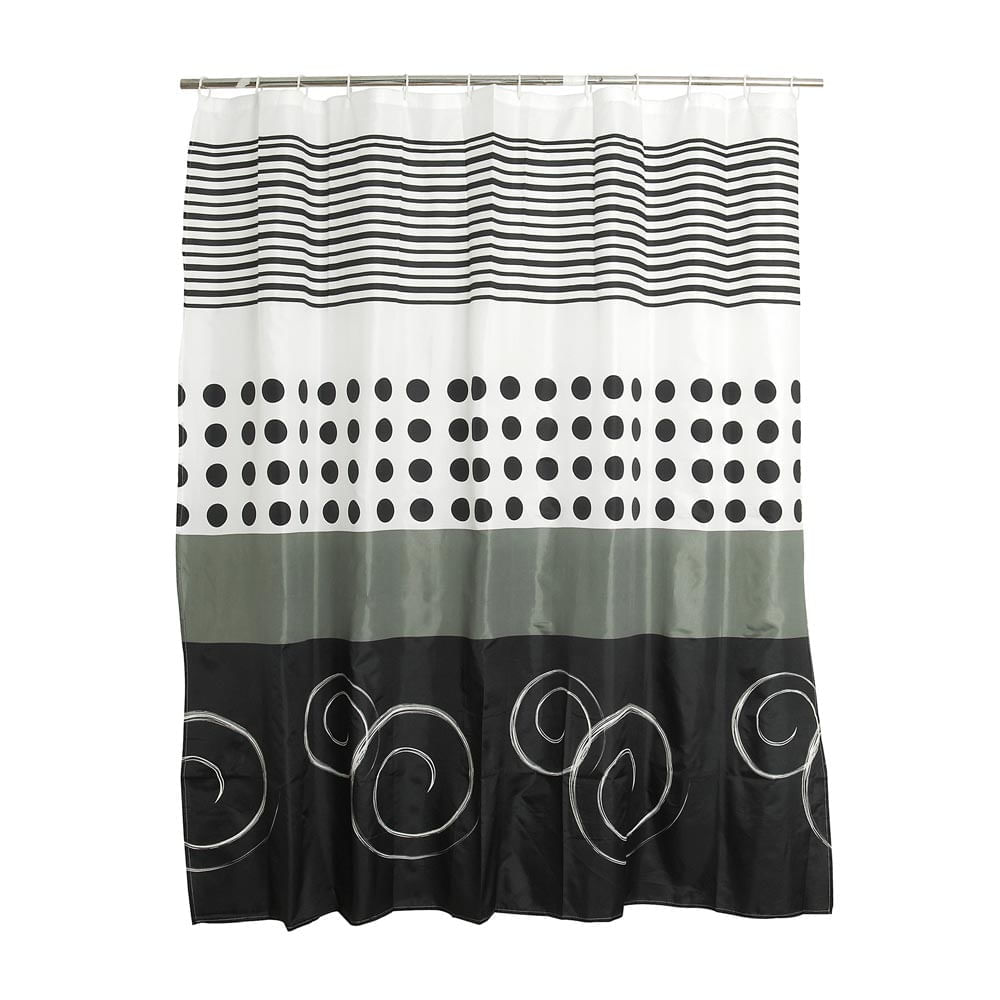 Cortina de Baño con Aros Naranja 180x180cm Poly Arroba Gris