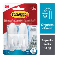 Gancho 3M para Baño con Tiras Impermeables, Medianos