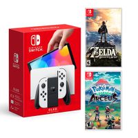 Consola Nintendo Switch Modelo Oled Blanco + Zelda Breath of the wild + Pokémon Legends Arceus