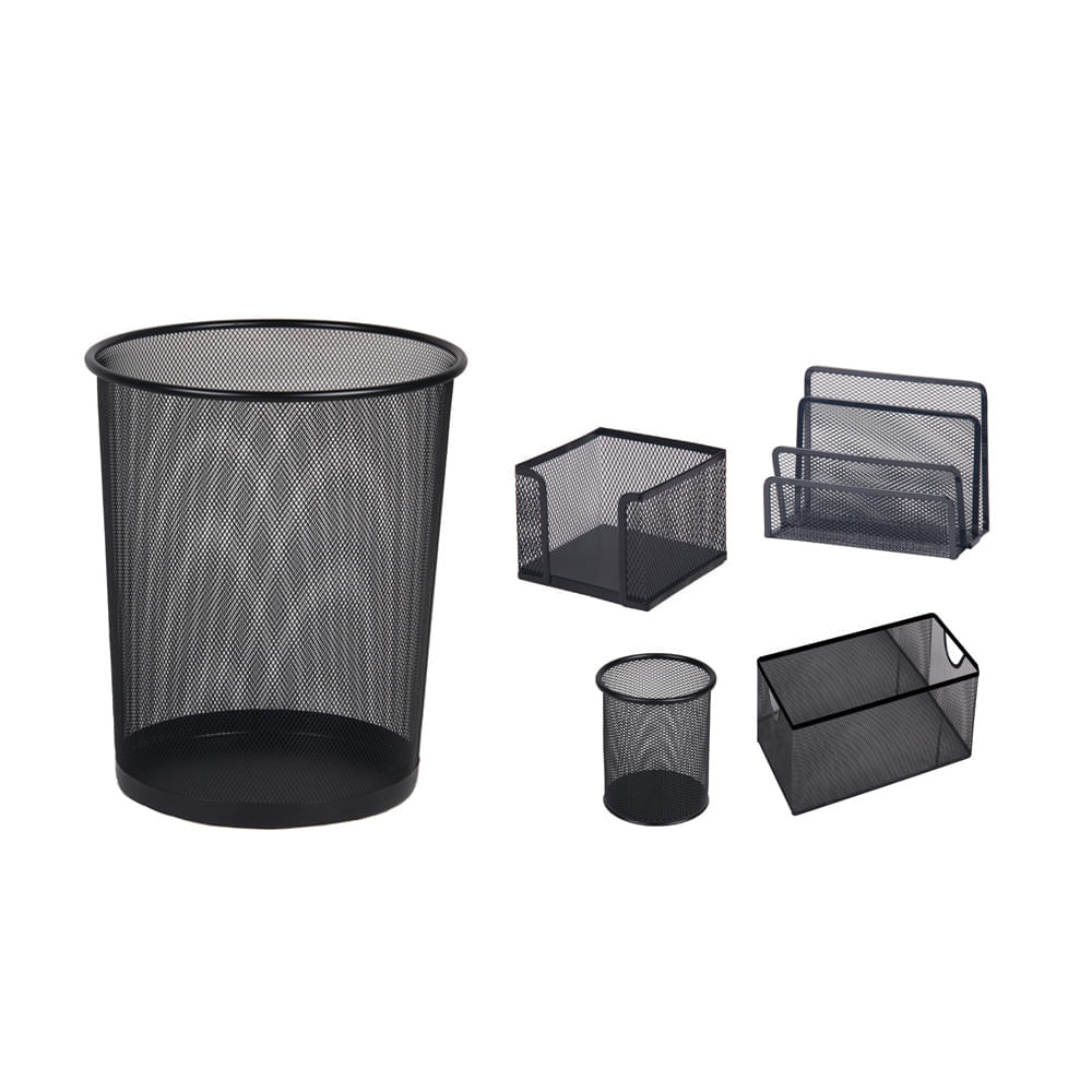 Set de organizadores para oficina Negro 5 piezas