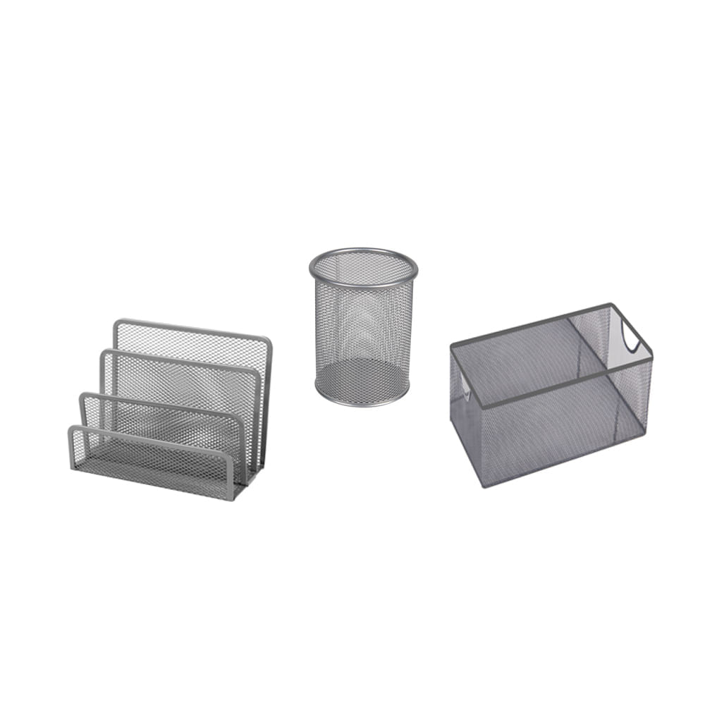 Organizadores de oficina Mesh Gris x3 piezas
