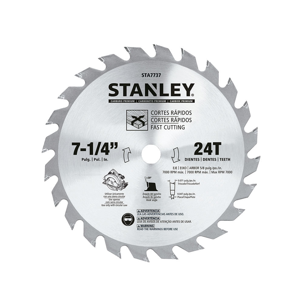 Disco de sierra circular Stanley 7 1/4"" x 24D
