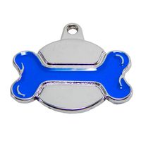 Placa de Identificación para perros Hueso azul rainbow Grande