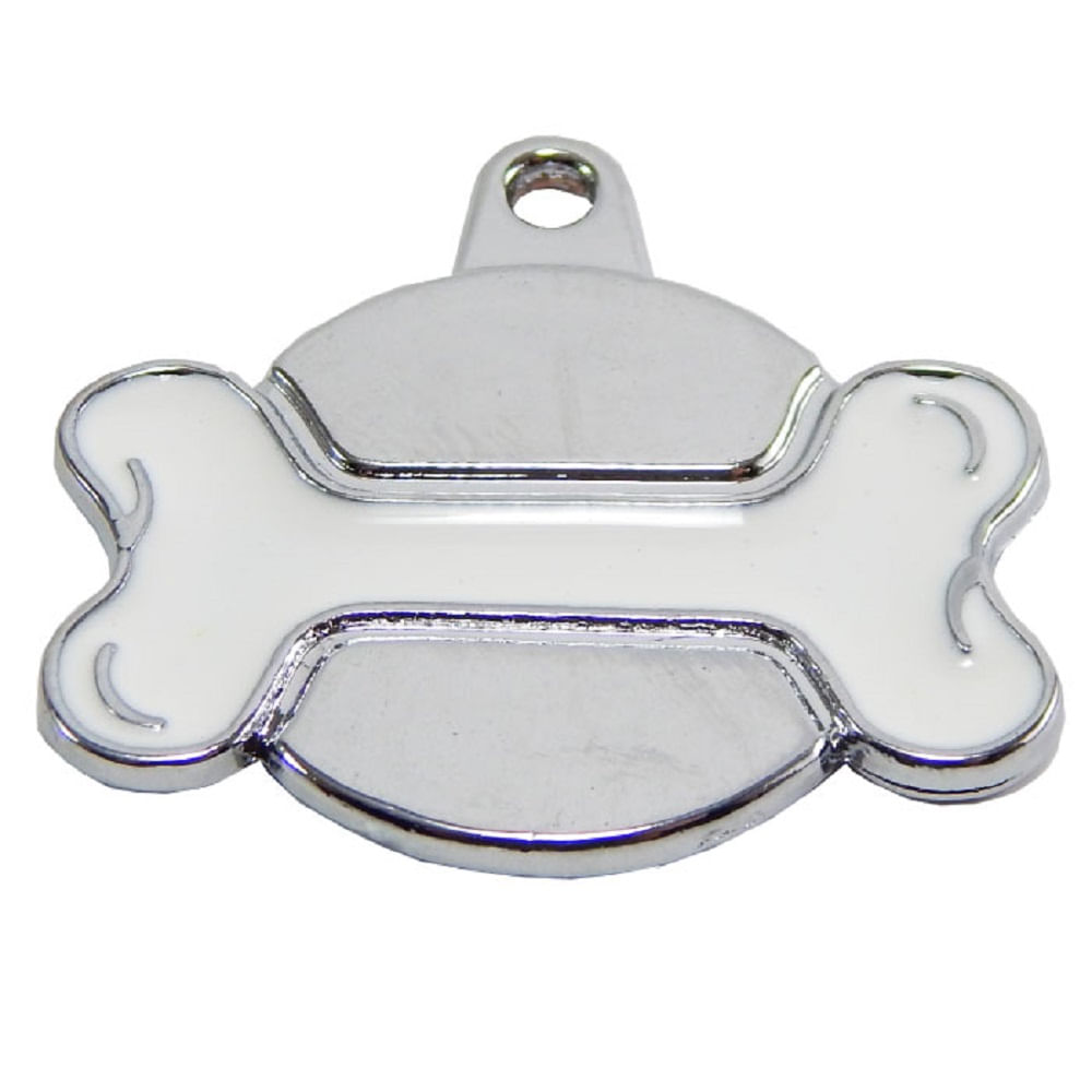 Placa de Identificación para perro Hueso blanco rainbow Grande