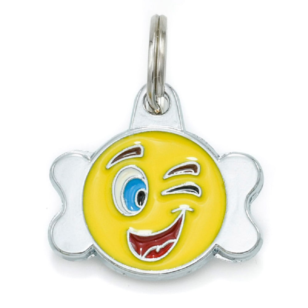 Placa de Identificación para Mascotas - Diseño Carita feliz Rainbow