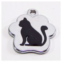 Placa de Identificación para Gatos - Gato Sentado Negro