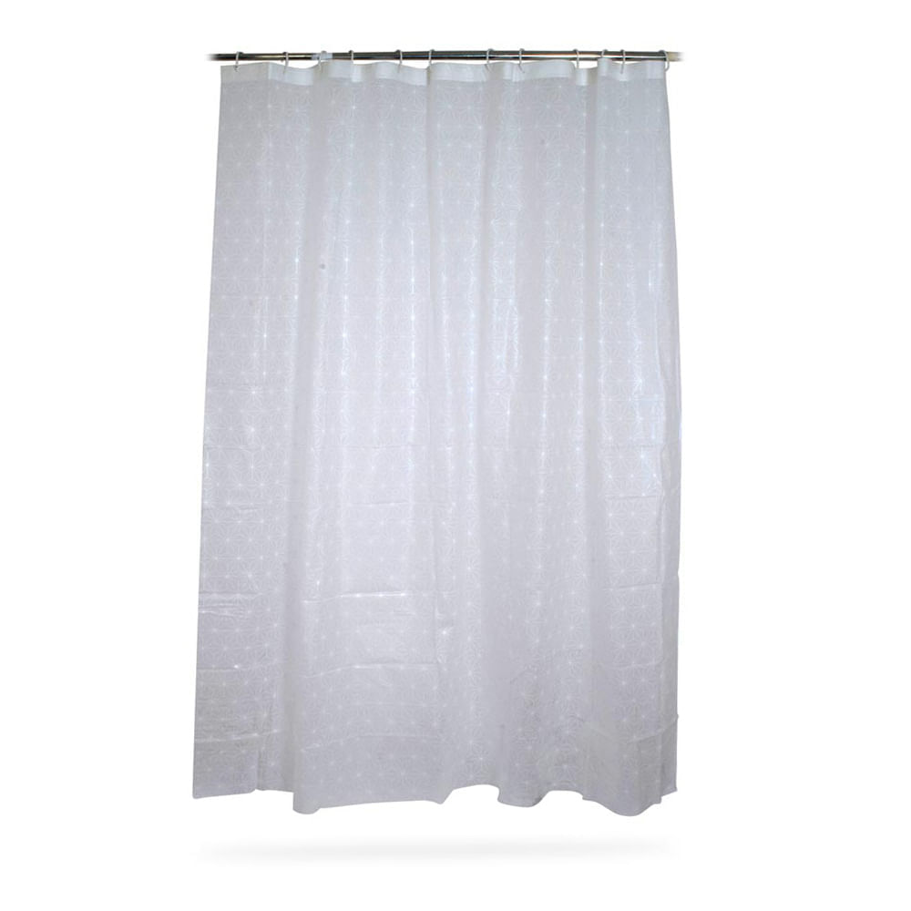 Cortina de Baño con Aros Naranja 180x180cm Peva Copos