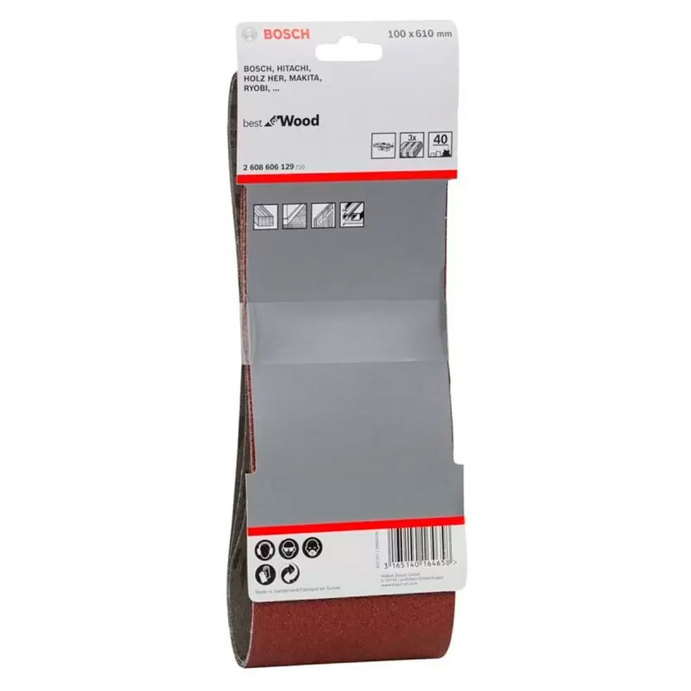 Lija de Banda Bosch 4""X24"" Gr 40 x3 Unidades Best for Wood