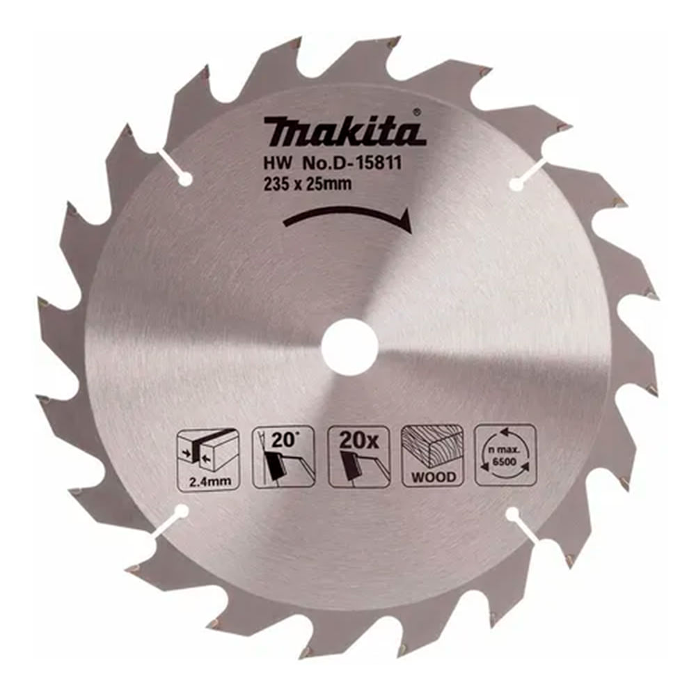 Disco Sierra para Madera Makita 20 Dientes 25 x 2.4mm 9-1/4""