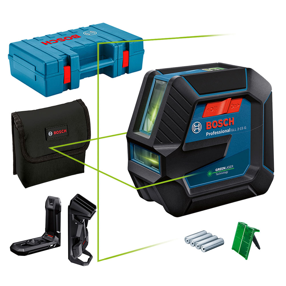 Nivel Láser de Líneas Verdes Bosch GLL 2-15 G 15 Metros