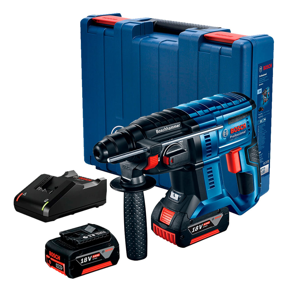 Rotomartillo Inalámbrico Bosch 18V GBH 180 LI Brushless + Kit 2Baterías x 4.0 Ah + Cargador + Maleta