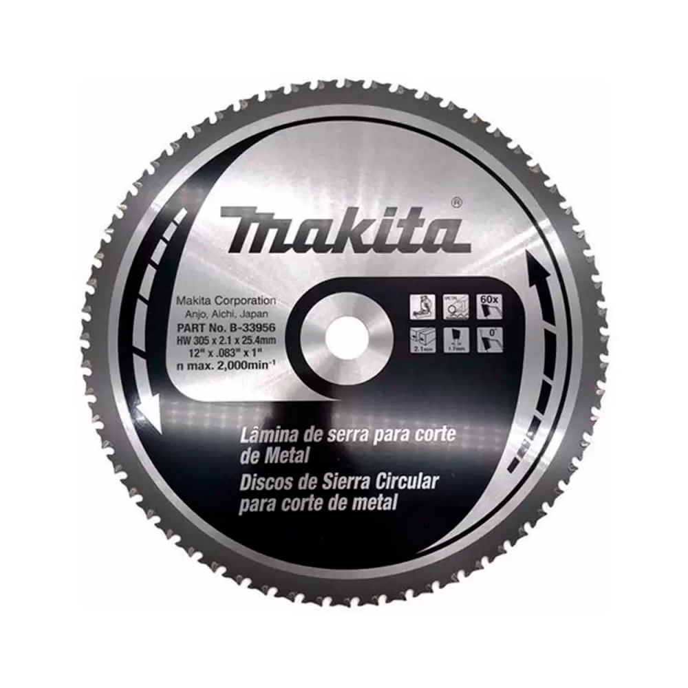 Disco Sierra para Acero Makita 12"" x25.4x2.10mm 60D para LC1230