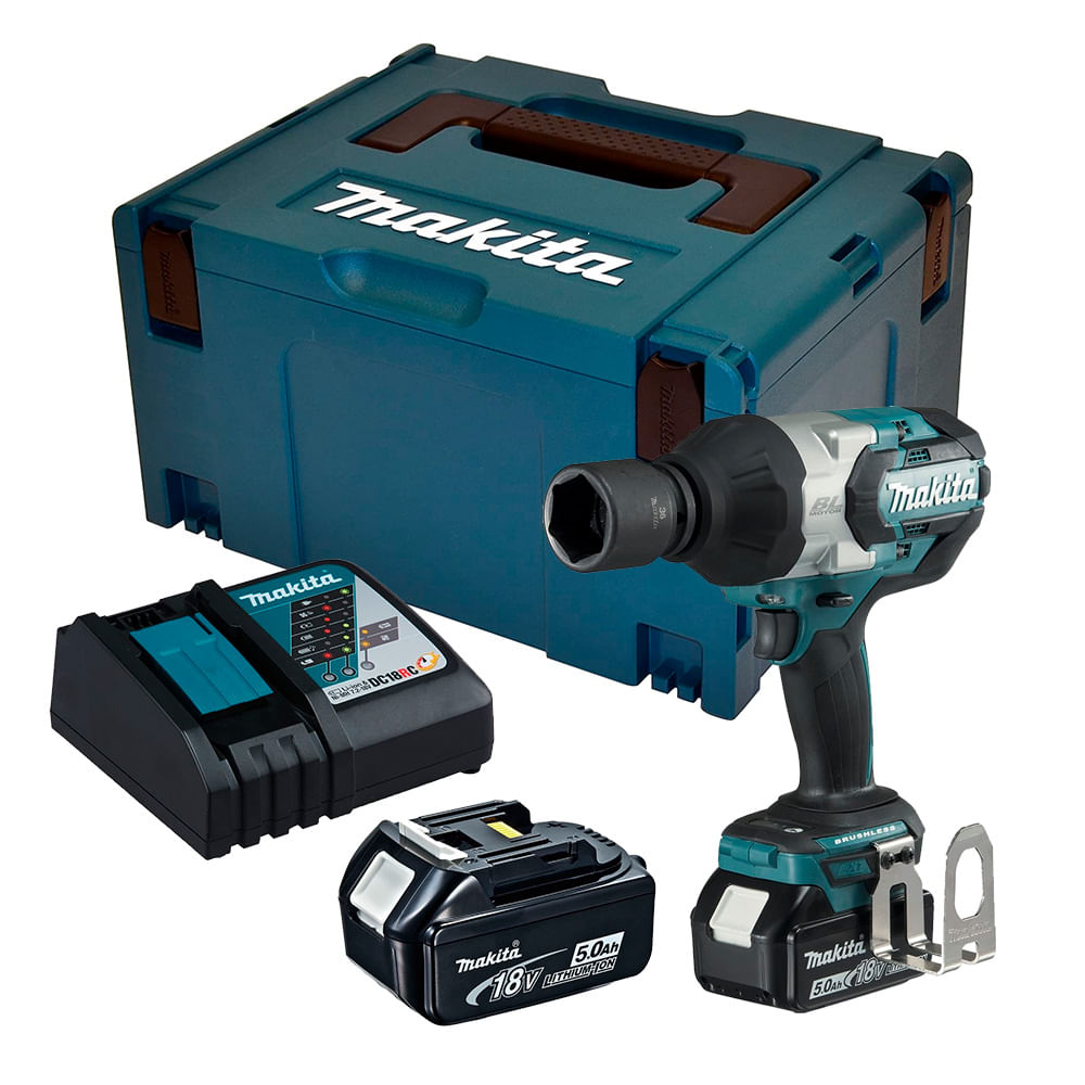 Llave de Impacto Inalámbrico Makita BL LXT 18V 3/4"" 1050 Nm DTW1001RTJ 2Baterías x 5.0 Ah + Cargador