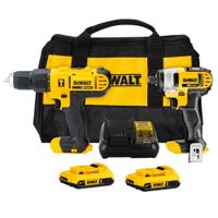 Combo Dewalt Taladro Percutor 20v MAX + Atornillador de Impacto + 2 Baterías