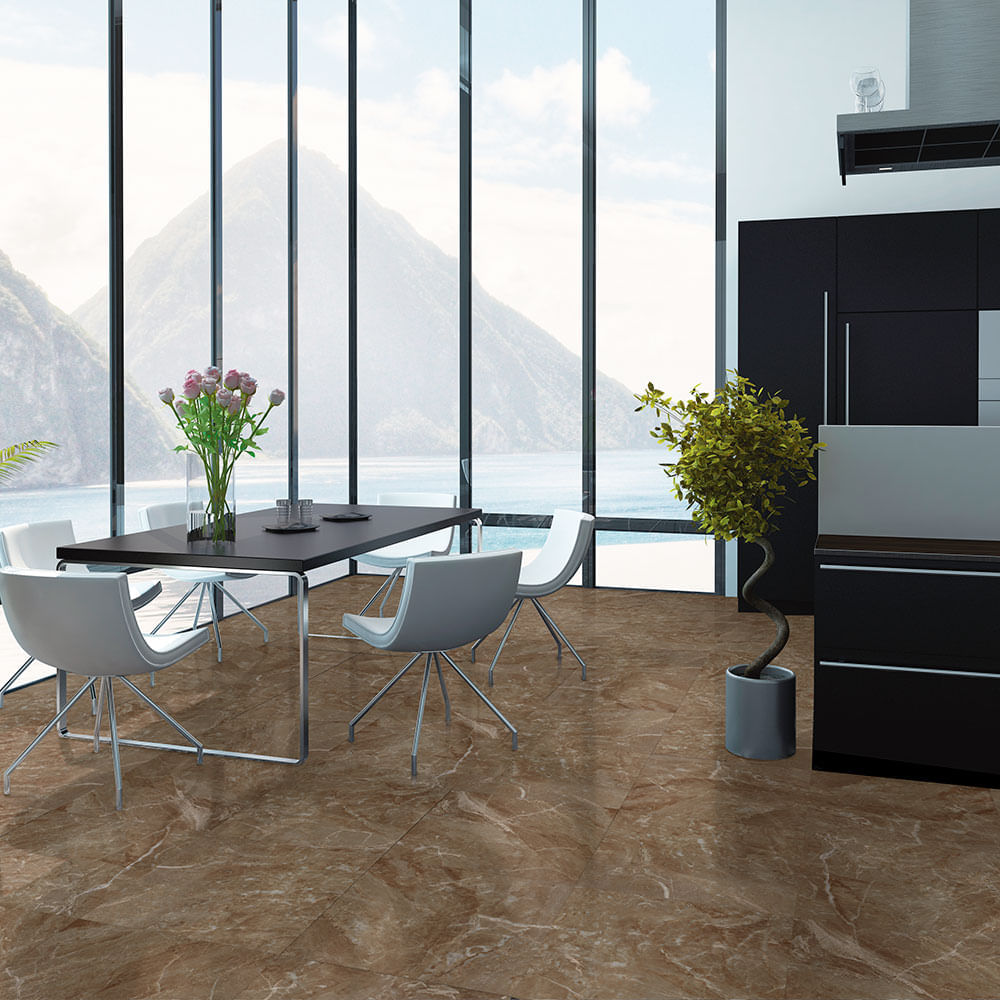 Piso Cerámico Marmolizado Breccia Marrón 46x46 cm Caja: 1.90m2