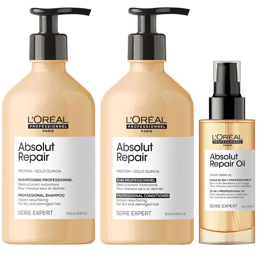 Shampoo 500ml + Acondicionador + Sérum LOreal Absolut Repair