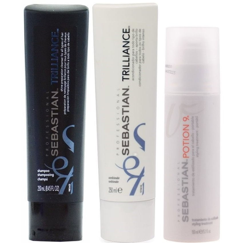 Shampoo 250ml + Acondicionador + Potion 9 Sebastian Trilliance