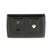 Toma Telefónica + Coaxial Negro Basic