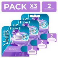 Cartuchos para Afeitar Gillette Venus Breeze 2 unidades Pack x3