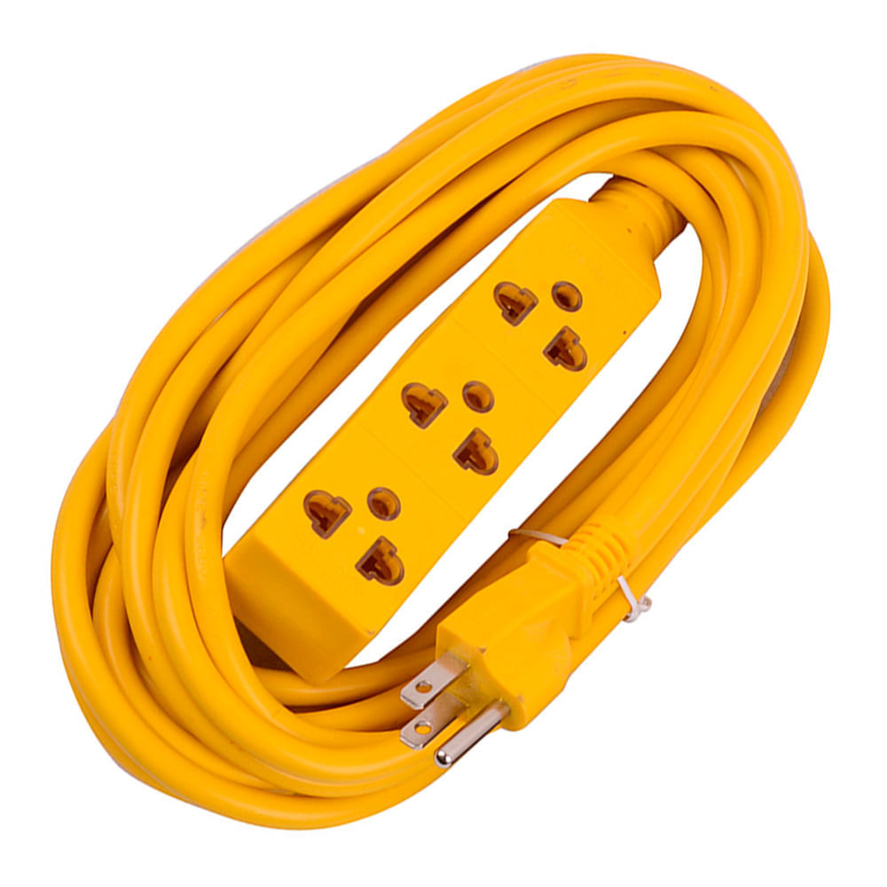 Extensión 3 tomas tierra 3x18awg 5m Amarillo