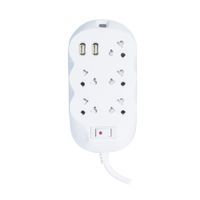 Extensión 5 tomas Universal + Tierra 2 USB