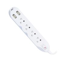 Extensión 4 tomas Universal + Tierra 2 USB