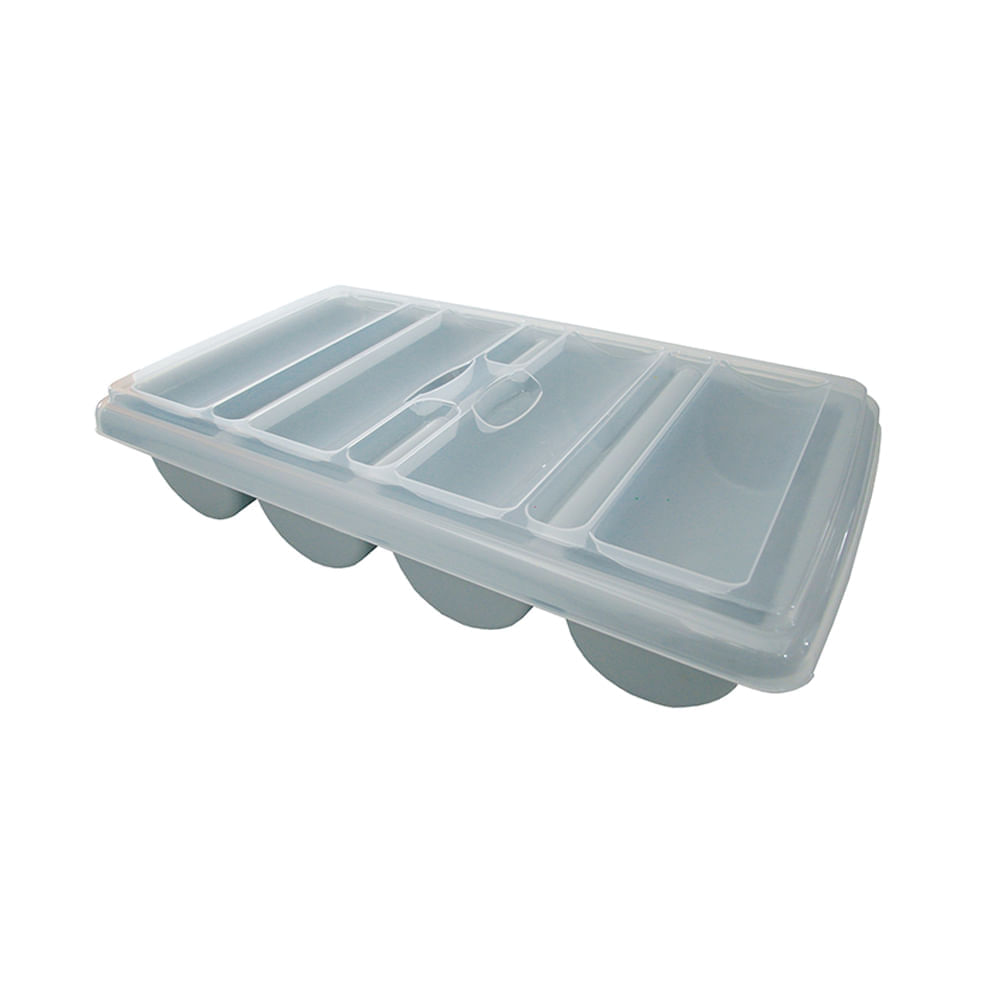 Portacubierto comercial con tapa Gris
