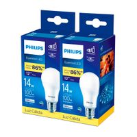 Foco LED Philips E27 14W Luz Cálida x 2 unidades
