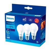 Foco LED Philips E27 12W Luz Fría x 3 unidades