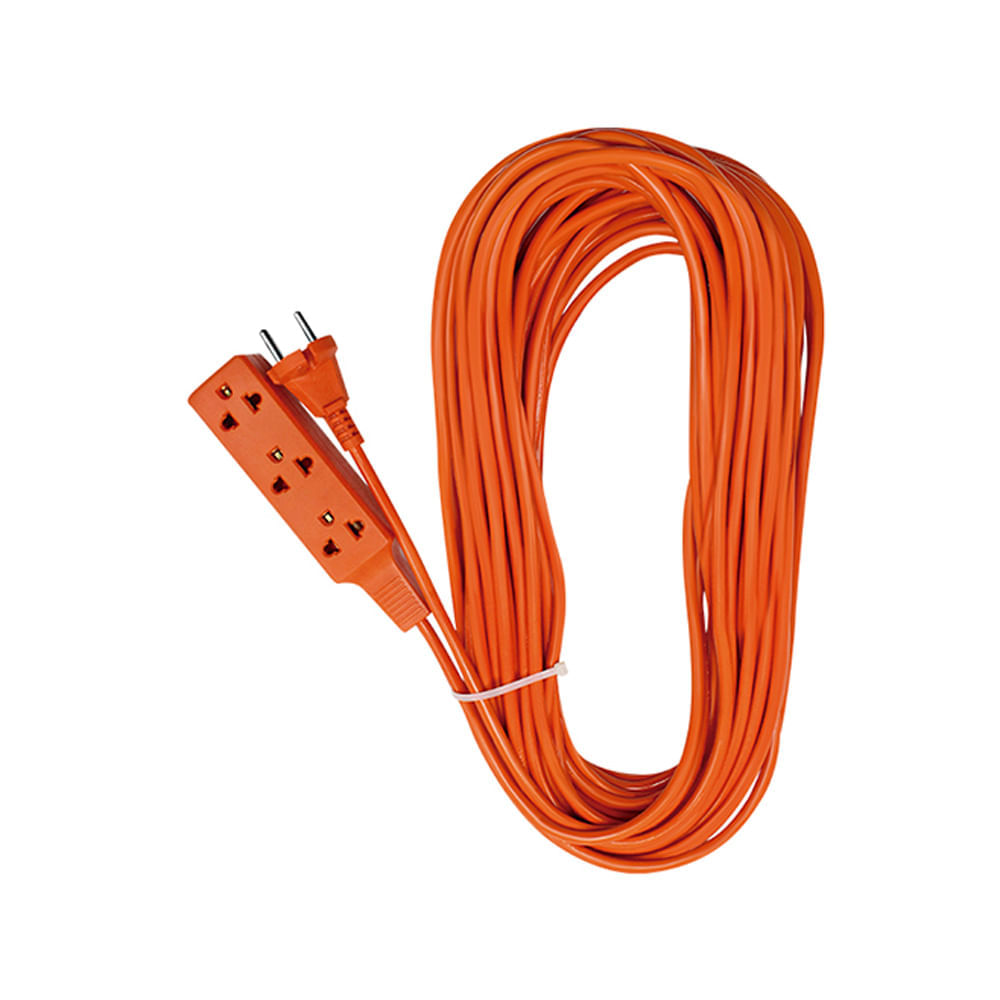 Extensión eléctrica 3 toma corriente 75ft
