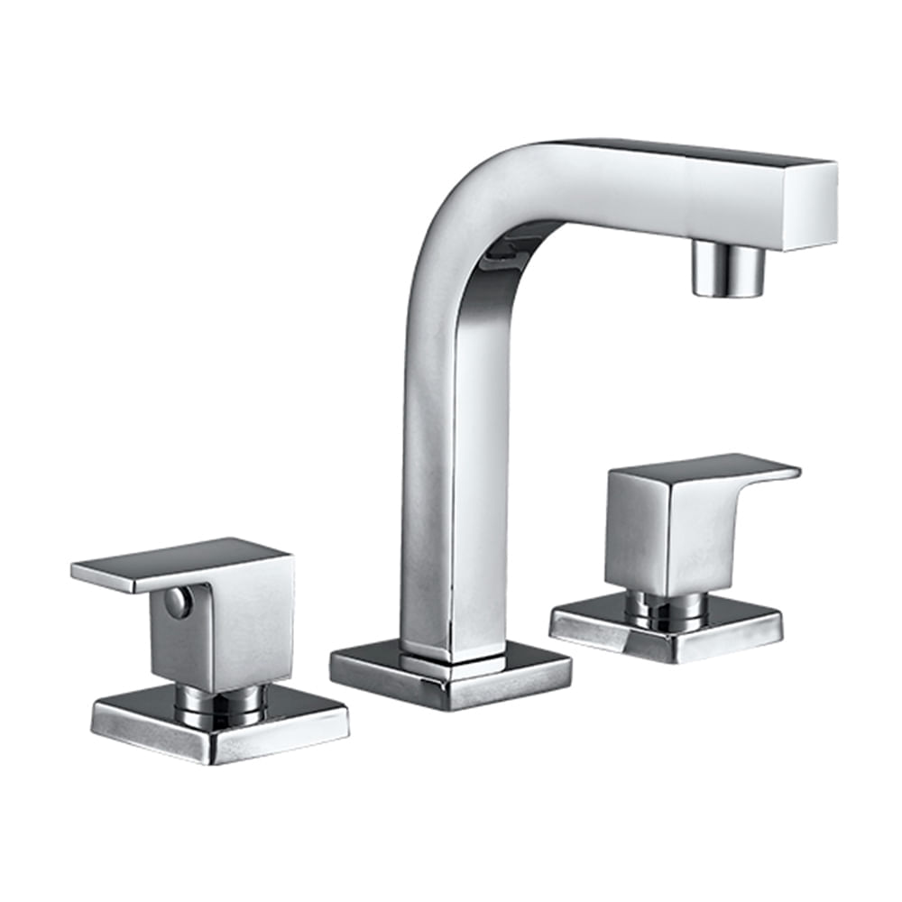 Mezcladora para Lavatorio Bimando Vainsa Minimal Cuadrada 8"" Baja Plata Cromado