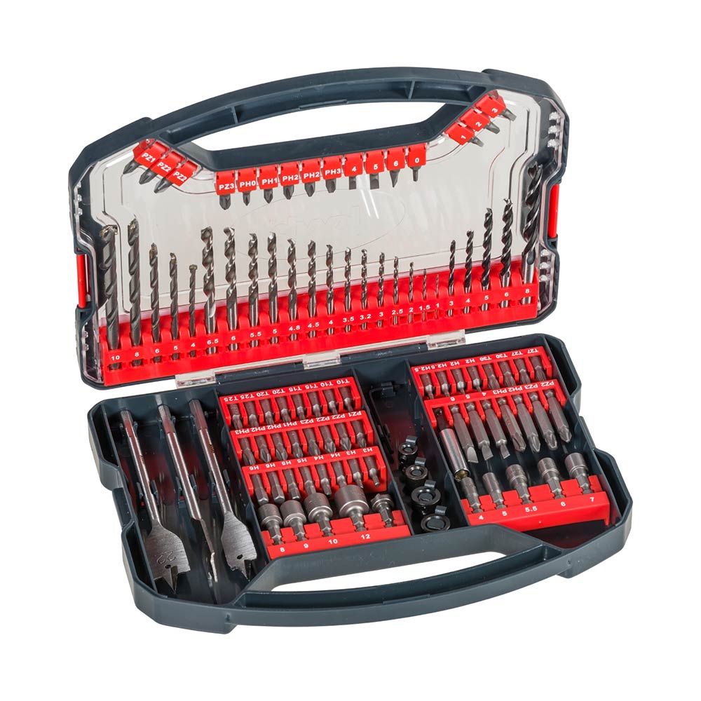 Caja de brocas para madera, metal y piedra x10u