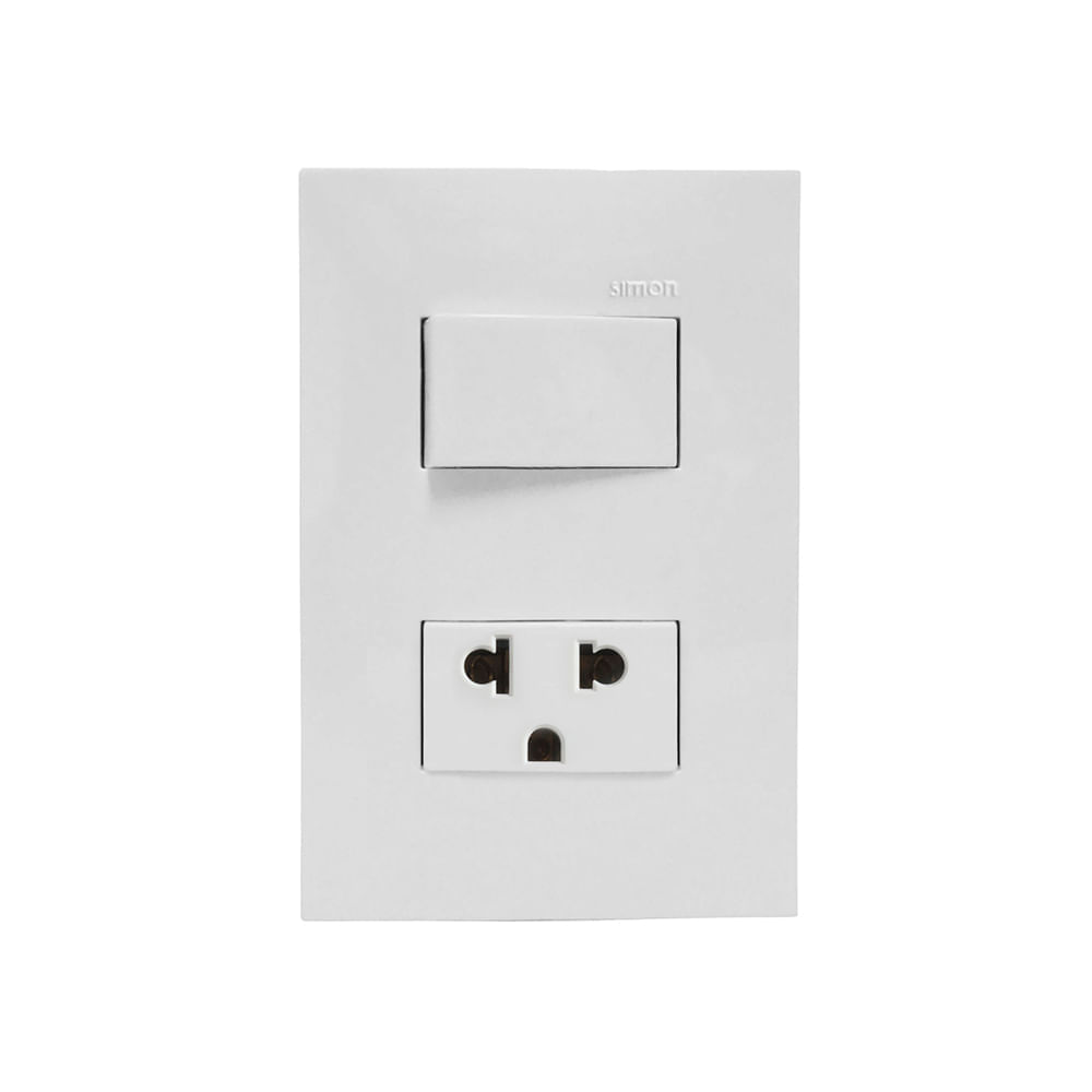 Interruptor + Tomacorriente Universal Bl