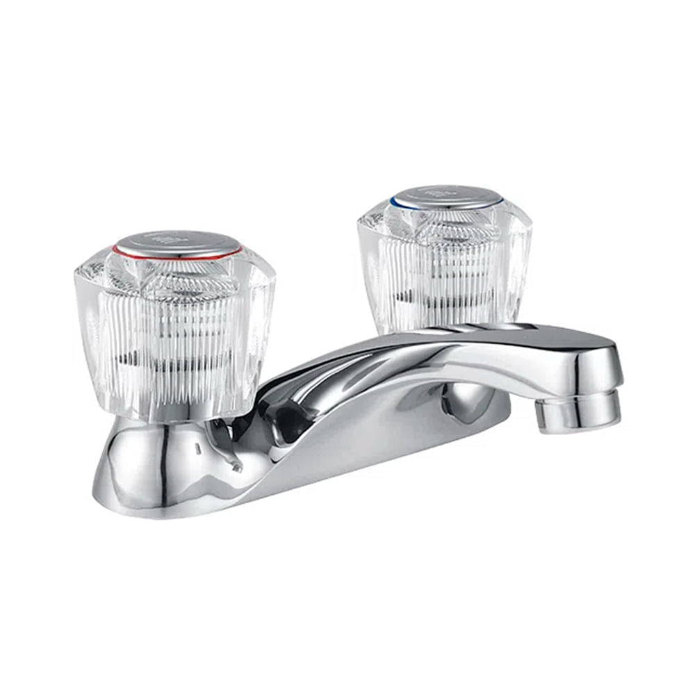 Mezcladora para Lavatorio Bimando Vainsa Mares Cristal 4"" Baja Plata Cromado