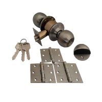 Combo Cerradura + 3 bisagras satin 3x3"" + Tope
