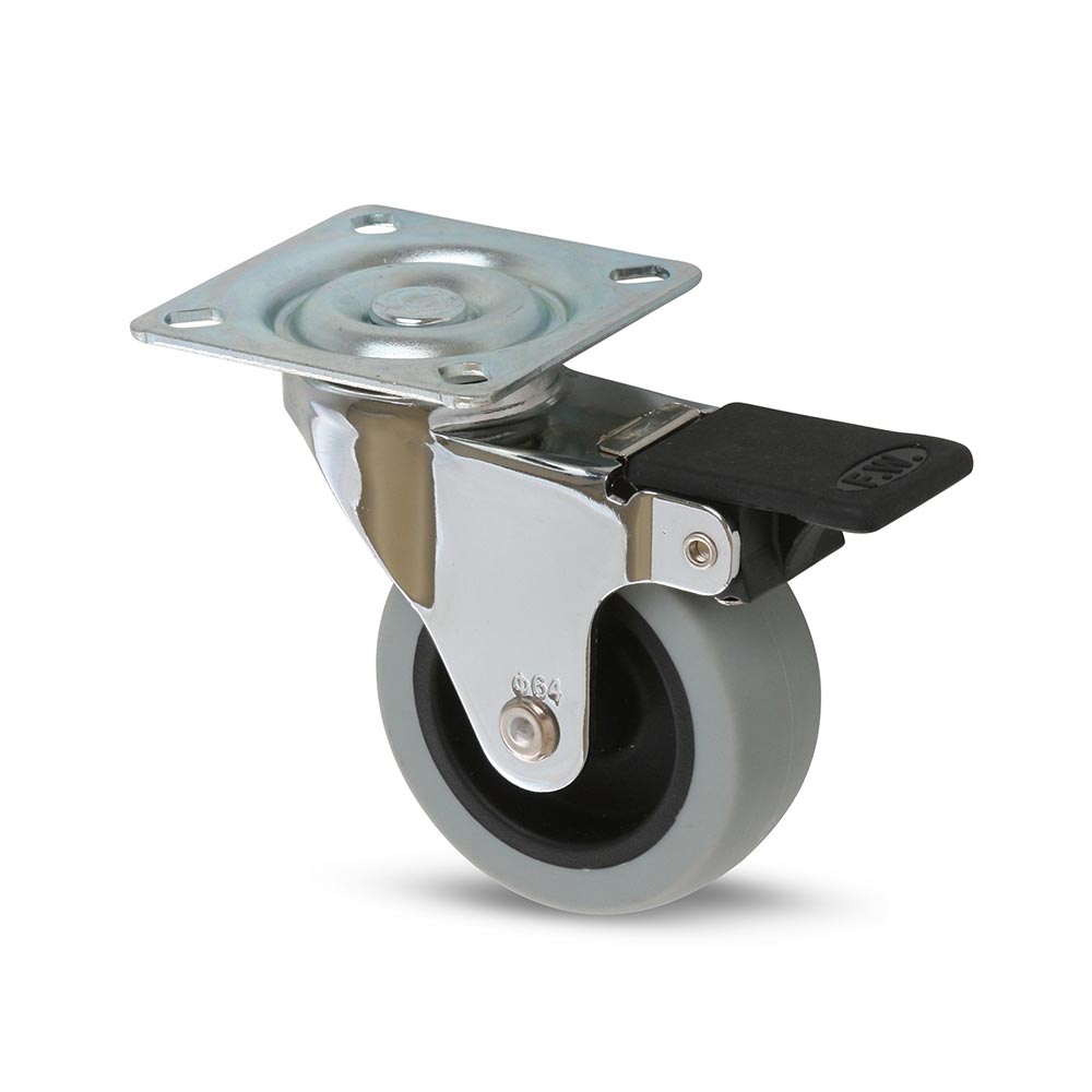 Garrucha plataforma con freno 2 1/2"" 50 kg