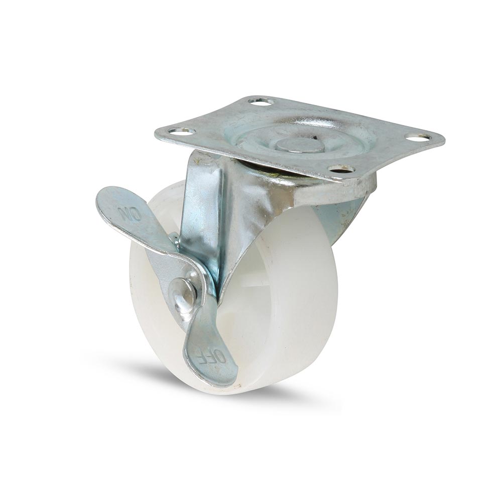 Garrucha plataforma con freno blanca 2 1/2"" 50 kg