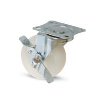 Garrucha giratoria blanca con freno 3"" 100 kg