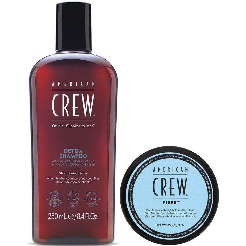 Shampoo Exfoliante Detox + Cera Mate Fiber 85gr American Crew Men