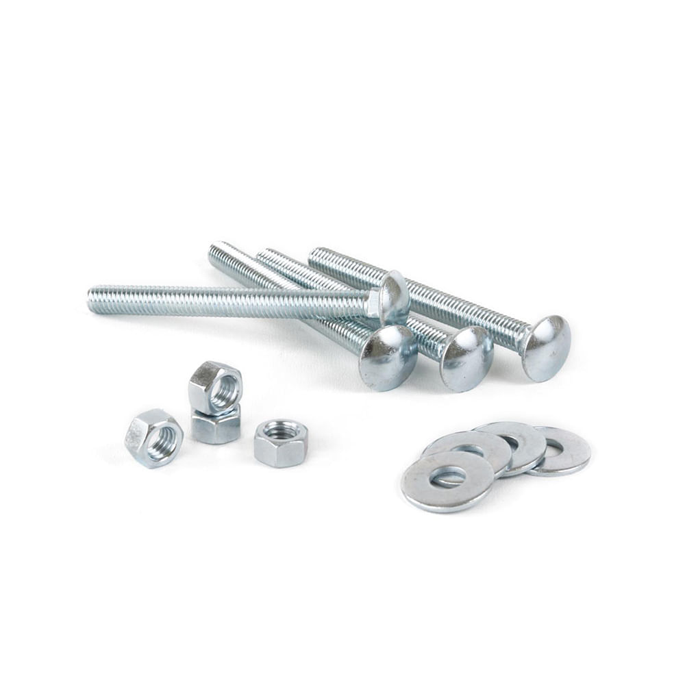 Perno coche + Tuerca + Aran 3/8"" x 4"" x 4 unidades