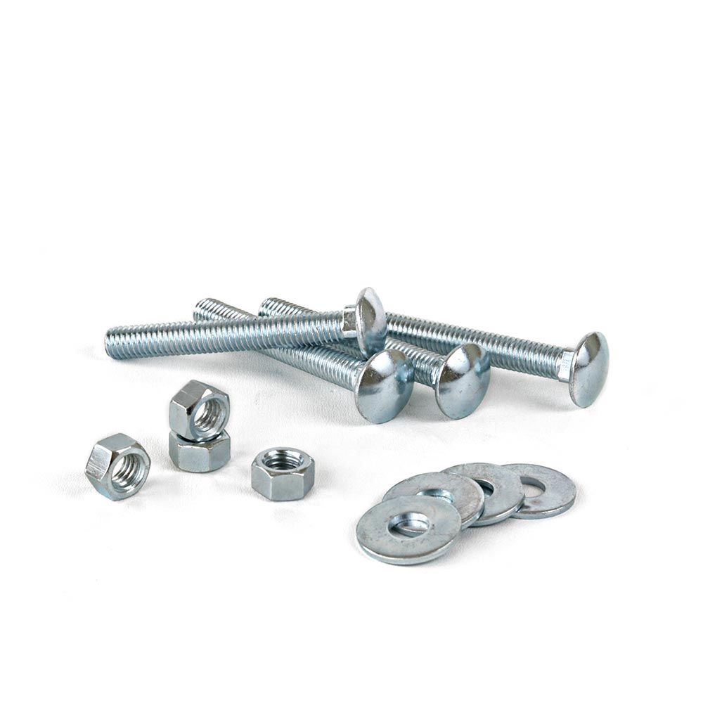 Perno coche + Tuerca + Arandela 3/8x3"" x 4 unidades