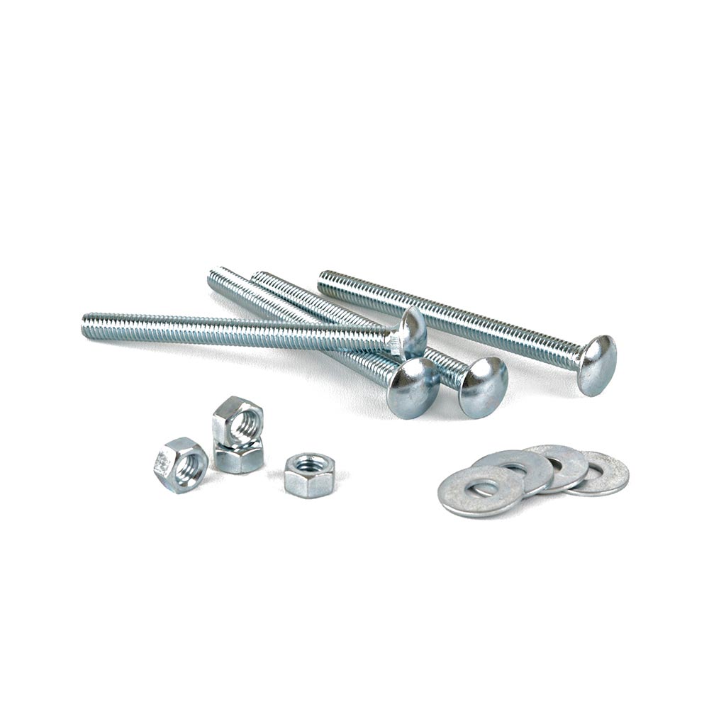 Perno coche + Tuerca + Arandela 5/16x4"" x 4 unidades
