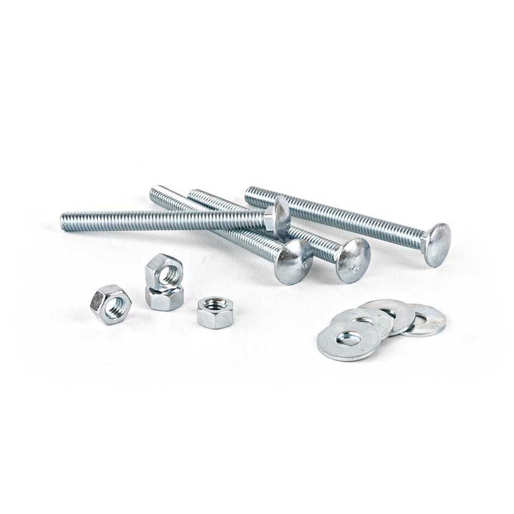 Perno coche + Tuerca + Arandela 5/16x3 1/2"" x 4 unidades
