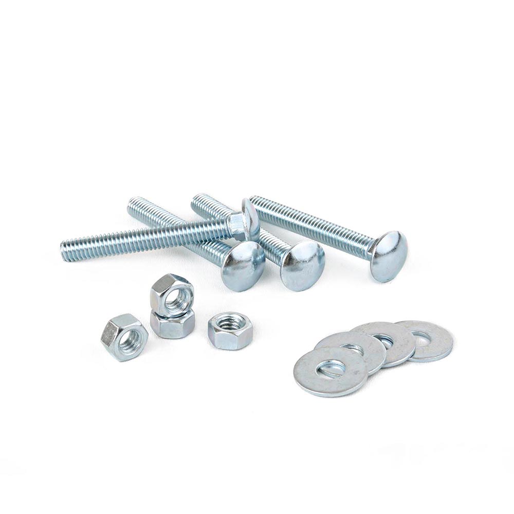 Perno coche + Tuerca + Arandela 5/16x2 1/2"" x 4 unidades