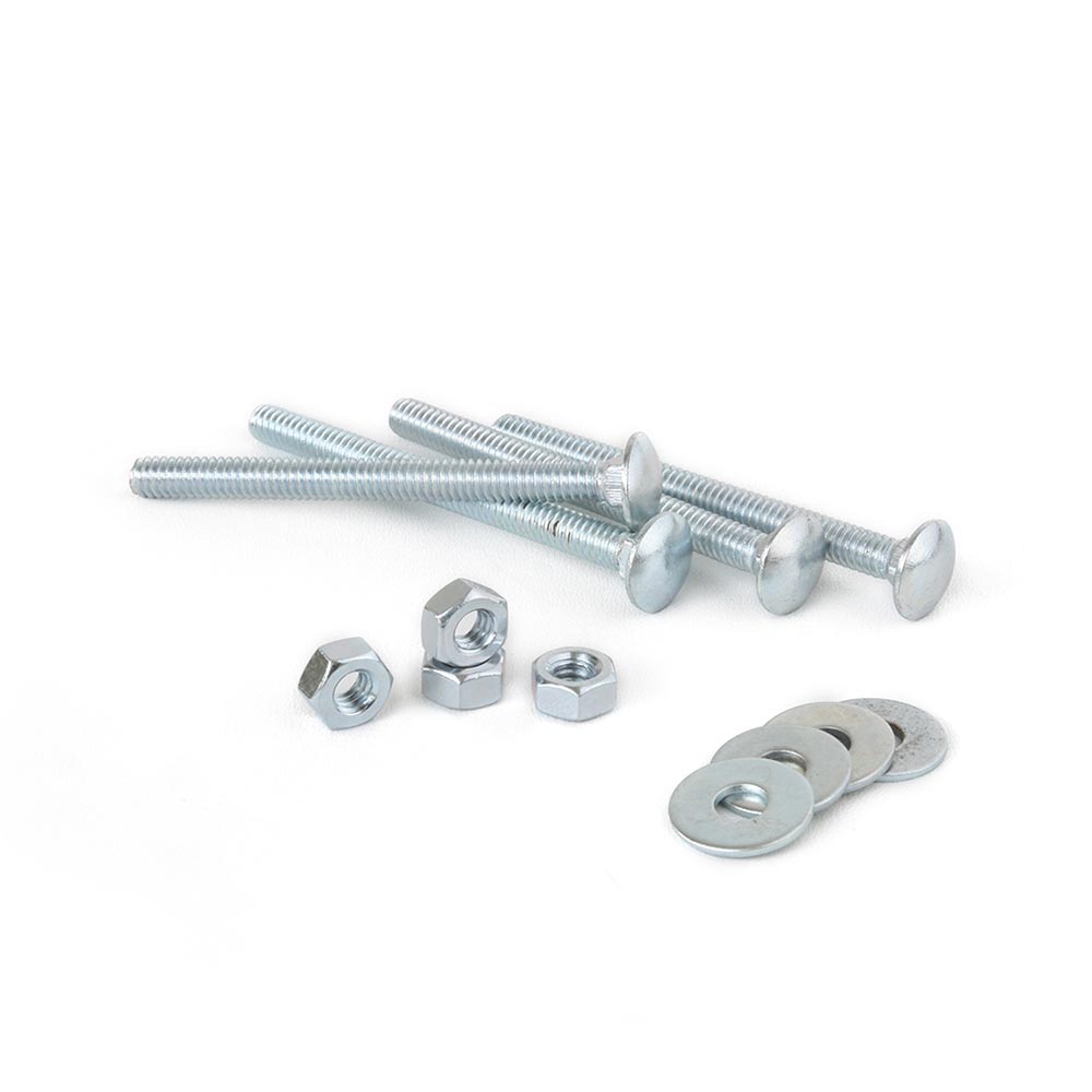 Perno coche + Tuercas + Arandelas 1/4x3"" x 4 unidades