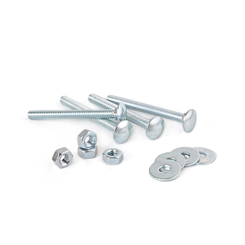 Perno coche + Tuercas + Arandelas 1/4x2 1/2"" x 4 unidades